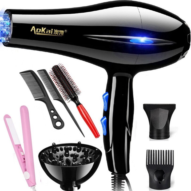 Secador de pelo de 110v o 220v con enchufe europeo y estadounidense, secador de pelo de aire y frío de 2200W, herramientas de estilismo para el cabello para salones y uso doméstico