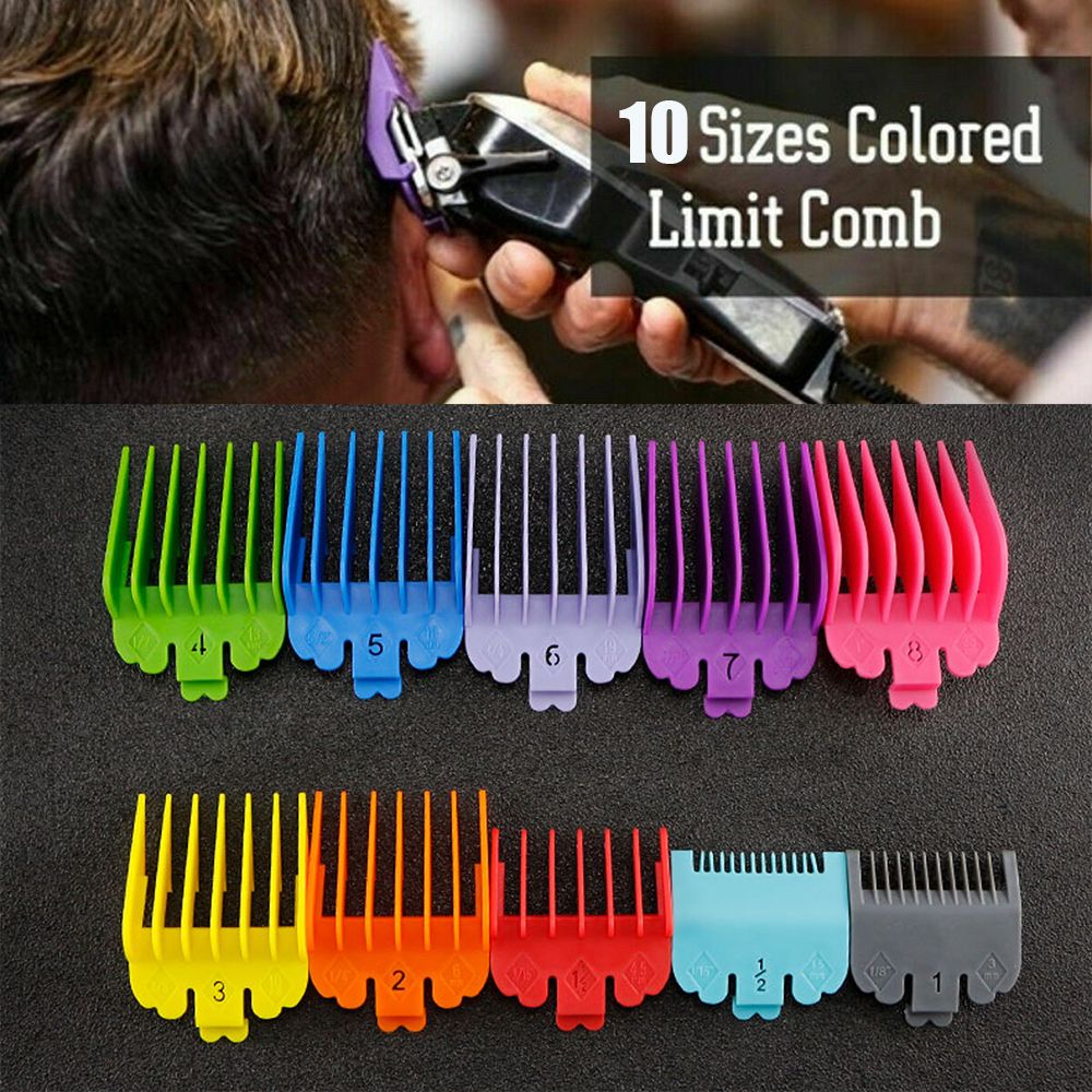 Cortapelos de para hombres, peine guía de corte, accesorio de 3-25mm, herramientas de peluquería universales profesionales, 10 piezas