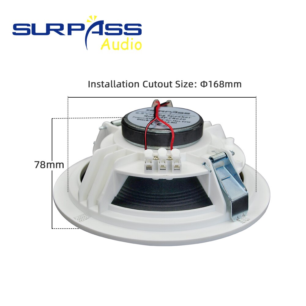 PA System 6.5inch Coxial Ceiling Speaker Passive Roof Speaker Stereo Sound Frameless Narrow Edge Shell Woofer Speaker CR620