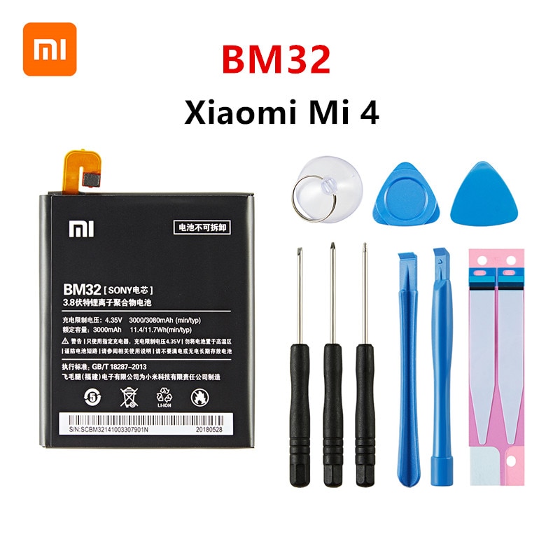 Xiao Mi 100% Orginal BM32 3080 Mah Batterij Voor Xiao Mi 4 Mi 4 Mi4 M4 BM32 Telefoon Vervanging Batterijen + gereedschap