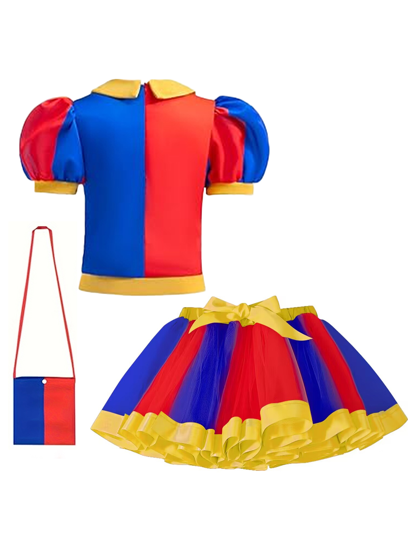 Children Clown Cosplay Costume Halloween Role Play Costumes Stage Performance Sets Girls Theme Party Skirt Suit