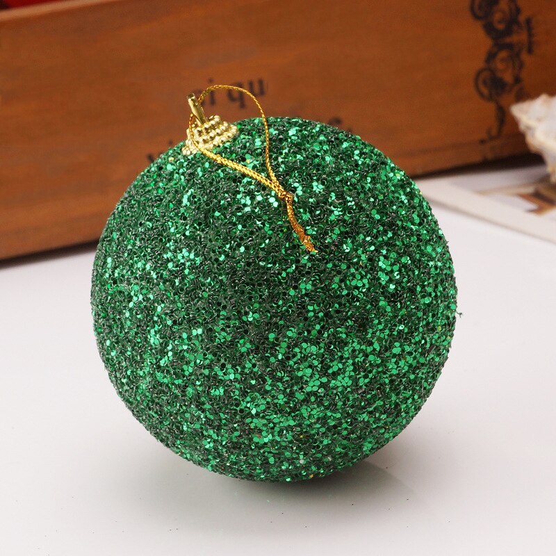8cm Foam Balls Christmas Ornaments Ball Glitter Hang Balls Xmas Decorations Hanging Tree Pendants Year Party Ornament Decor: G