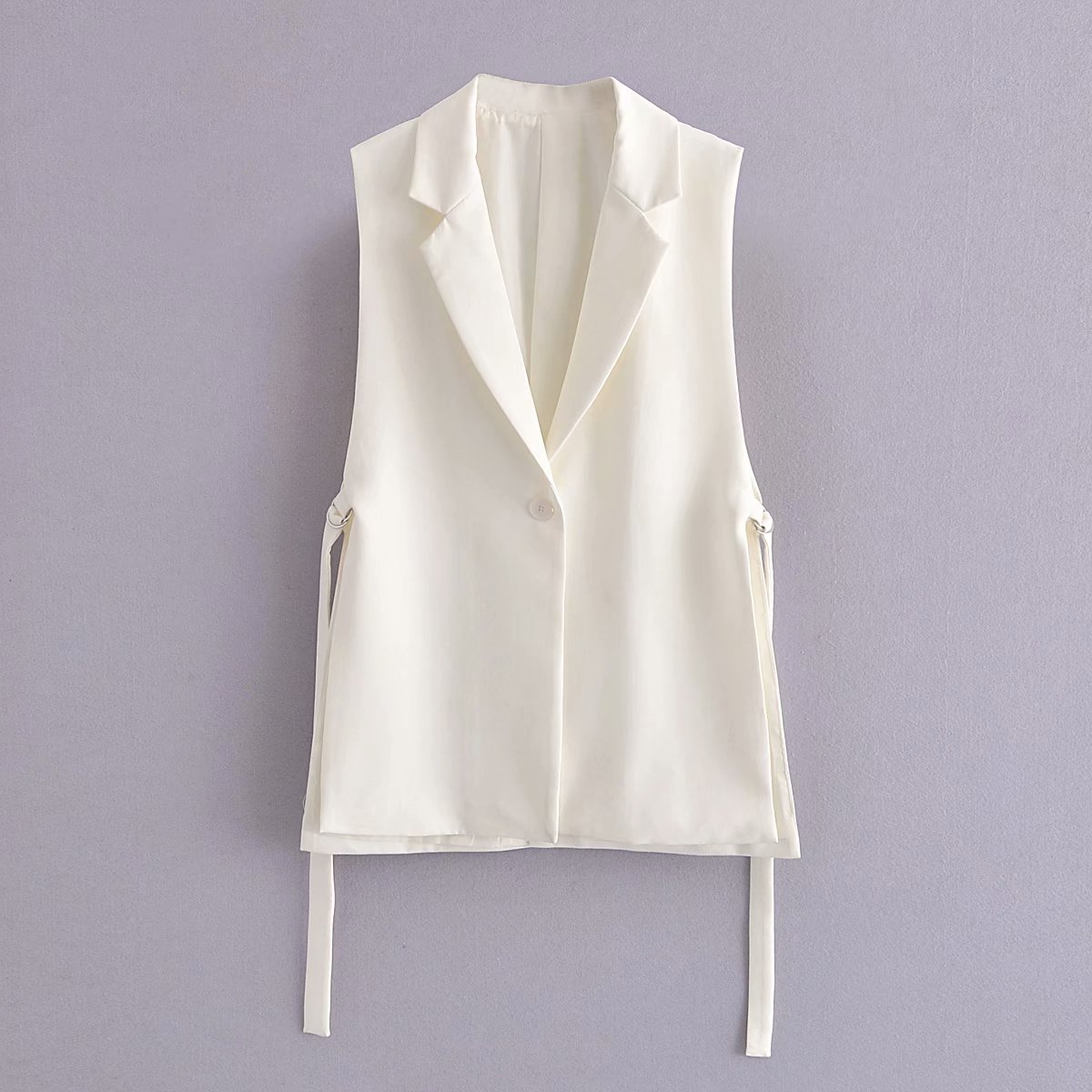 Zevity Vrouwen Mode Zwart Wit Kleur Side Split Vest Jacket Office Dames Casual Pak Vest Chic Uitloper Tops CT733: DWDD CT733W / L