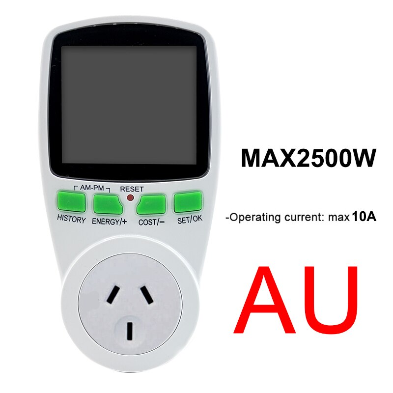 Ac-tehomittarit 220v digitaalinen wattimittari au energiamittari wattimittari sähkökustannuskaavio mittauspistorasia-analysaattori 4.9: Au -pistoke