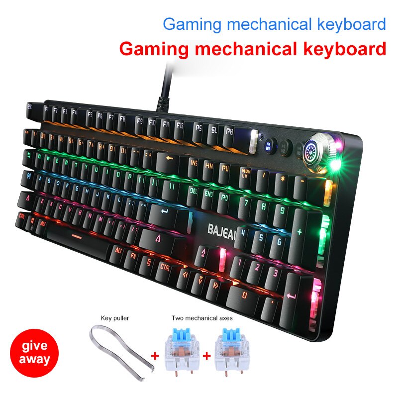 104 Keys USB Wired Gaming Keyboard Mechanical Keyboard Ultra-slim Wired Illuminated Gaming Keyboard For Windows