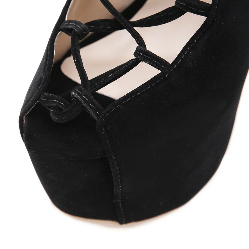 Women Over The Knee Boots Summer Long Boots Ladies Cross Strappy Platform Boots 16cm High Heel Boots Black Shoes Femmes Bottes
