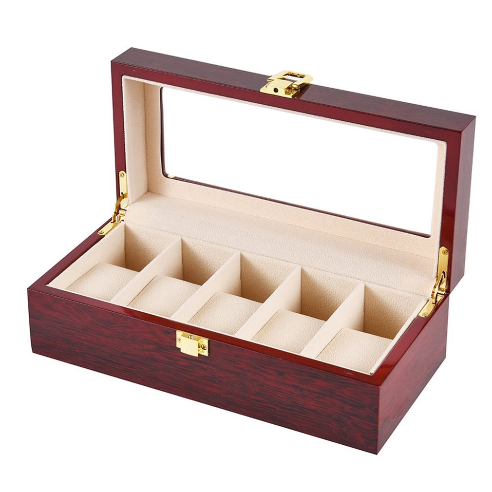 5 gitter kiste ur display boks træ opbevaring ur sag smykker display holder smykker organisator virksomhed