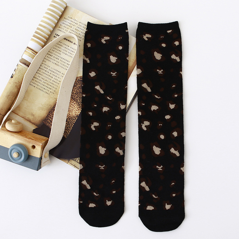 Søde piger strømpebukser børn ensfarvede strømper 3 to 10 år børn bomuldsstrømper piger leopard strømpebukser: 6
