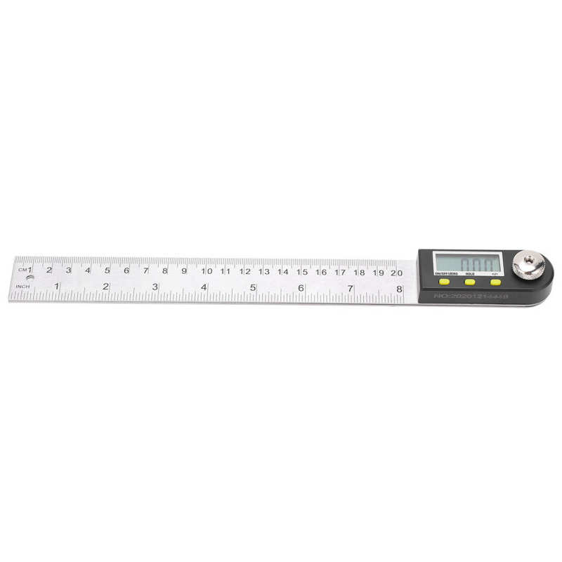 Electronic Protractor Linear Scale Digital Angle Finder LED Display Stainless Steel Imperial 360° Measurer 200mm Level