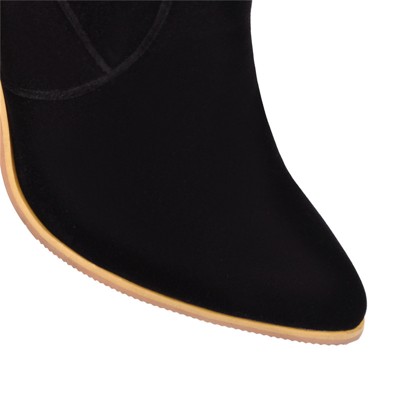 MORAZORA große größe 46 frauen kniehohe stiefel flock spitz herbst high heels stiefel zip einfache party prom schuhe frau