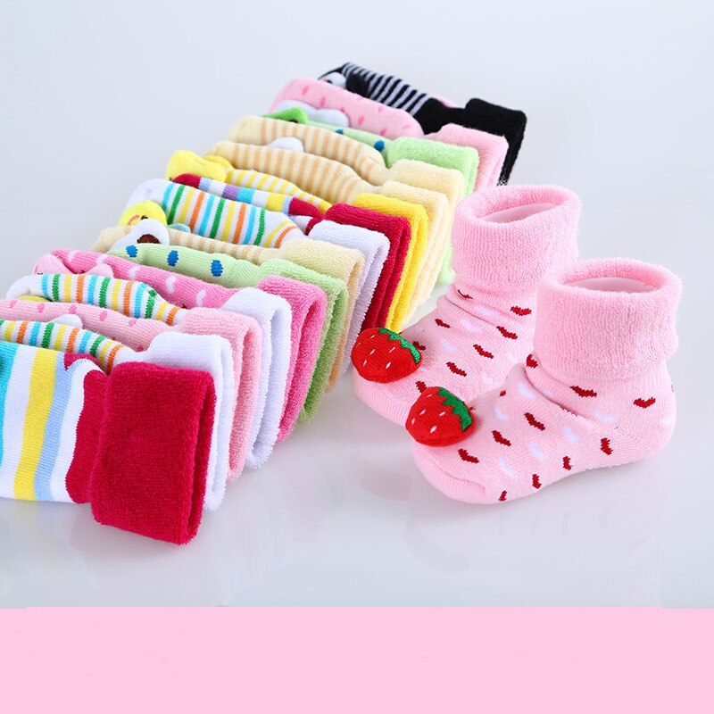 Lot de 3 paires de chaussettes en coton pour bébés filles et garçons, 25 modèles