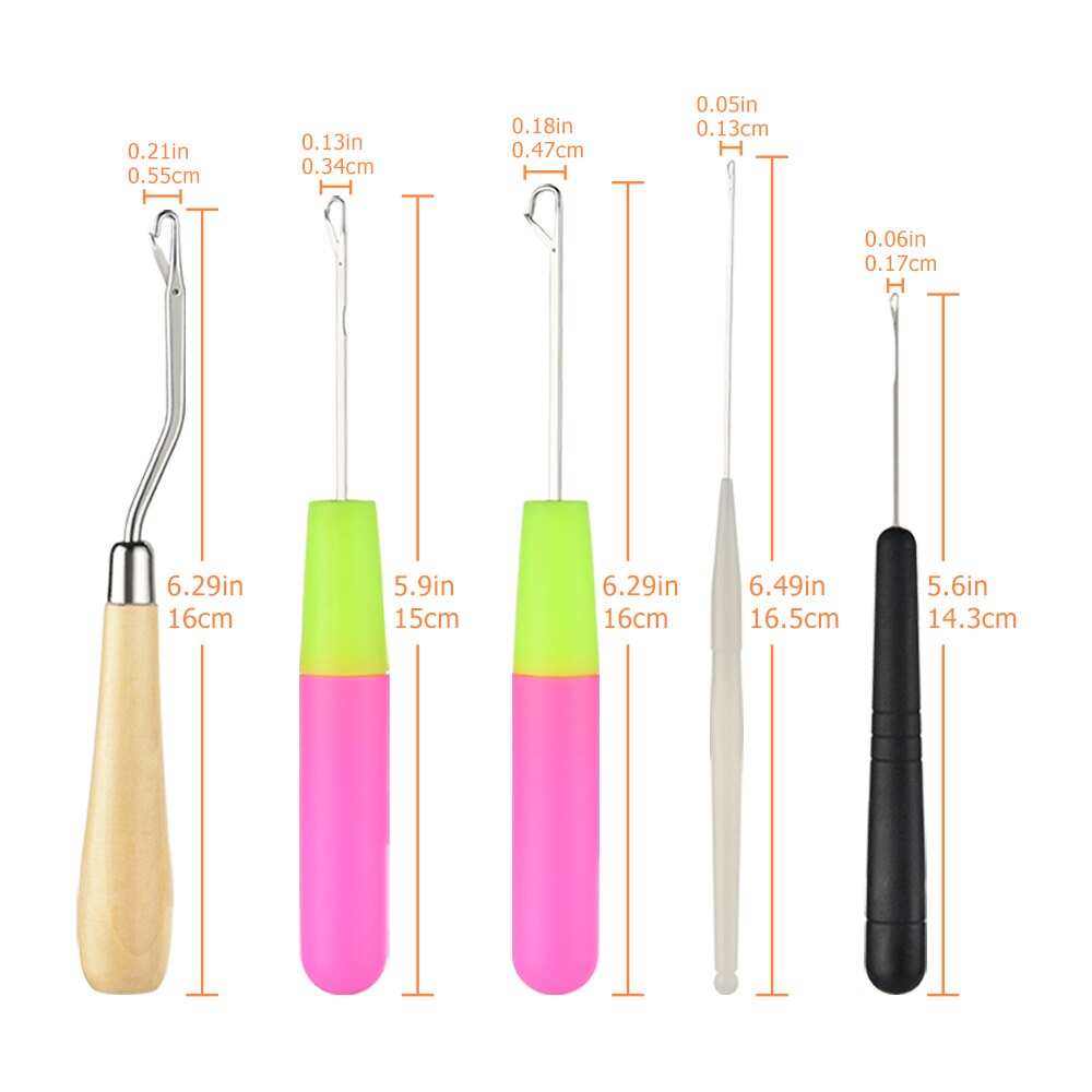7Pcs/Set Crochet Needle Latch Hook Braiding Latch Hook Hair Hook Weaving Hair Dreading Hooks Tool Braid Craft Hand Sewing Needle