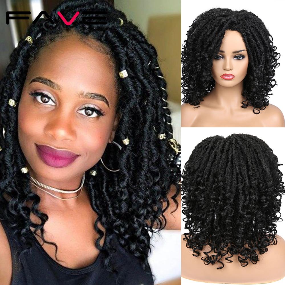 FAVE Dreadlock perruque noir Afro cheveux bouclés tressé torsion Dreadlock perruques résistant à la chaleur fibre synthétique quotidien fête perruque pour les femmes