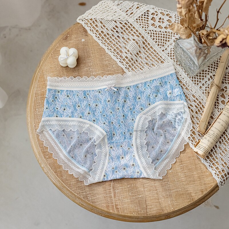 Sweet Fresh Floral lace Mid-rise Seamless Panties women summer Girly mesh Panties lingerie women Panties N685: N685 3
