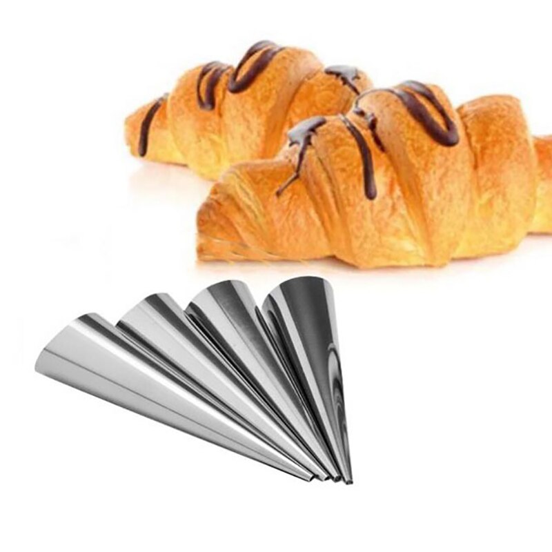 10Pcs Conical Tube Cone Roll Moulds Stainless Steel Spiral Croissants Molds Cream Horn Pastry Mold Cookie Dessert Kitchen Baking