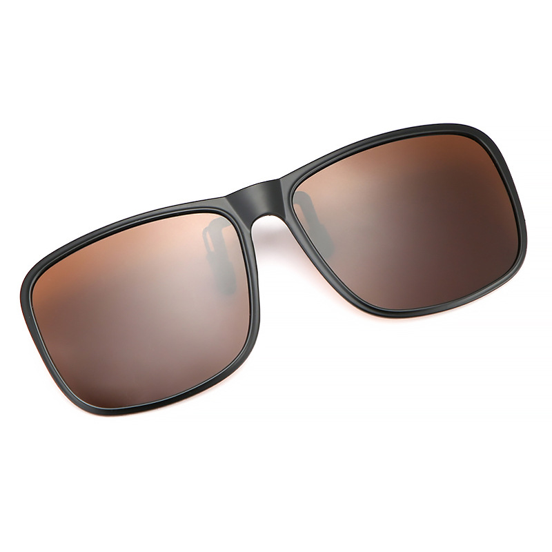 Polarized Clip Sunglasses Square Myopia Glasses Clip Driving Fishing Outdoor Cycling Night Vision Clip-on Goggles Eyeglasses: Orange