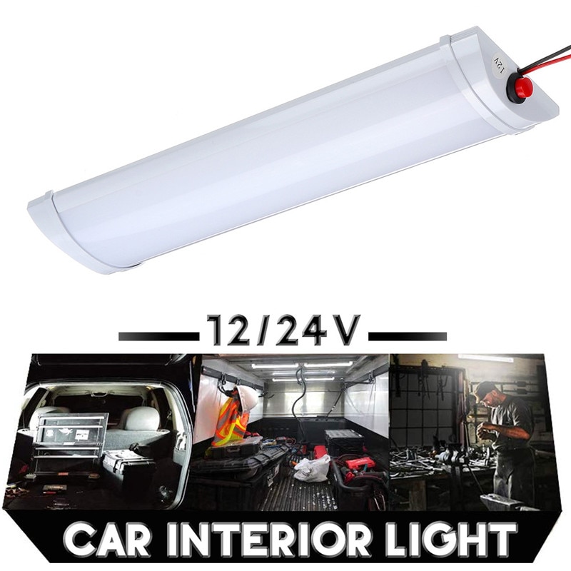 10W Car Interior Led Light Bar 72 LED White Light Tube with Switch for Van Lorry Truck RV for Camper Boat Indoor ceiling light