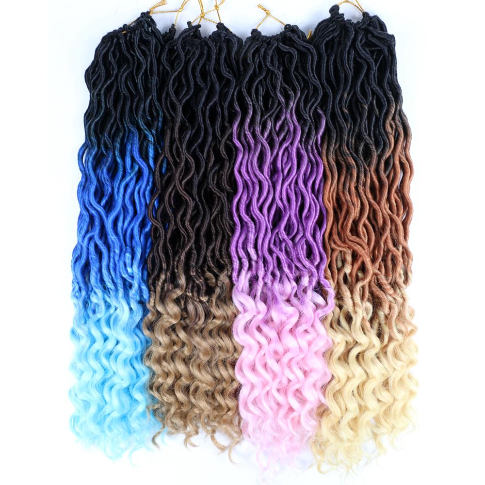 Faux Locs Curly Synthetic Crochet Braids Hair Chorliss 22Inches Goddess Ombre Braiding Hair Natural Black Brown Soft Locs Hair