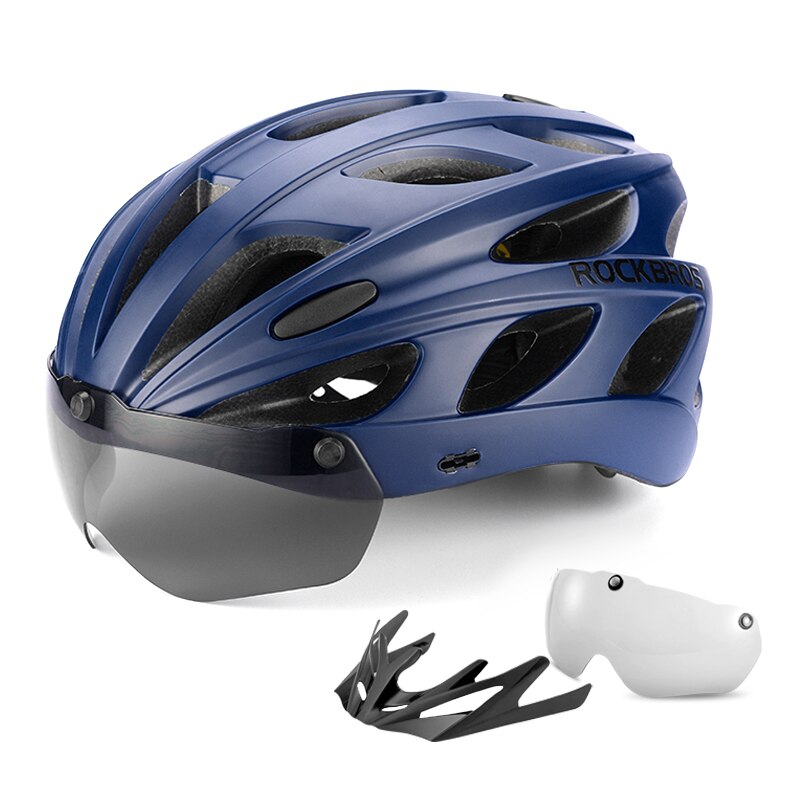 Rockbros Fiets Helm Ultralight Integraal Gegoten Helm Rand Lens Goggles Bike Helm Mannen Vrouwen Eps Mtb Road Fietshelm: TT-16-BL
