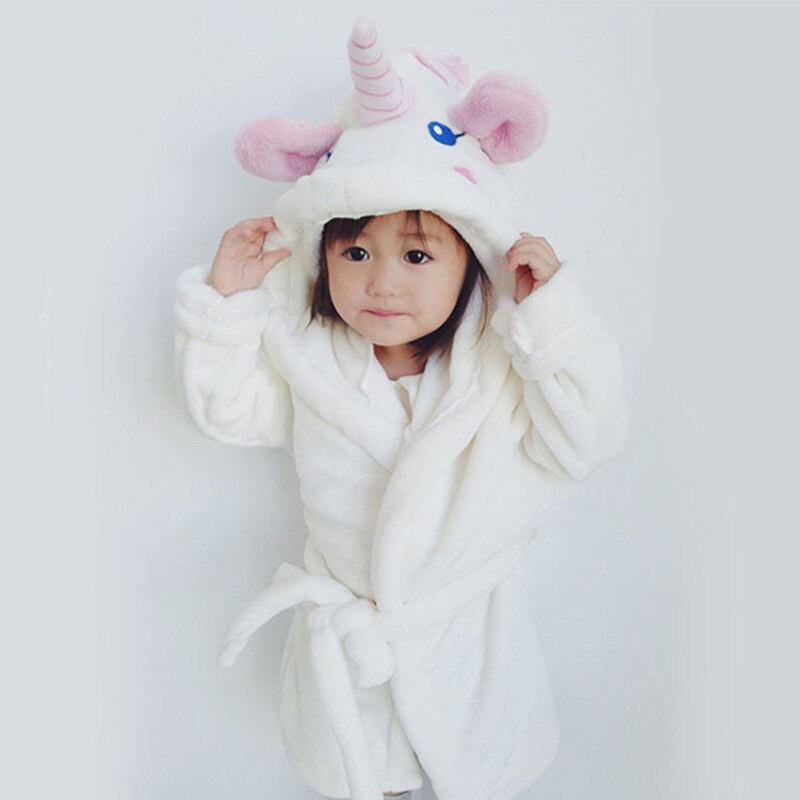 Baby spædbarn toddler børn dreng pige vinter hættetrøjer badekåber hvid elefant flannel kappe barn nattøj kjortel varm badekåbe klæde