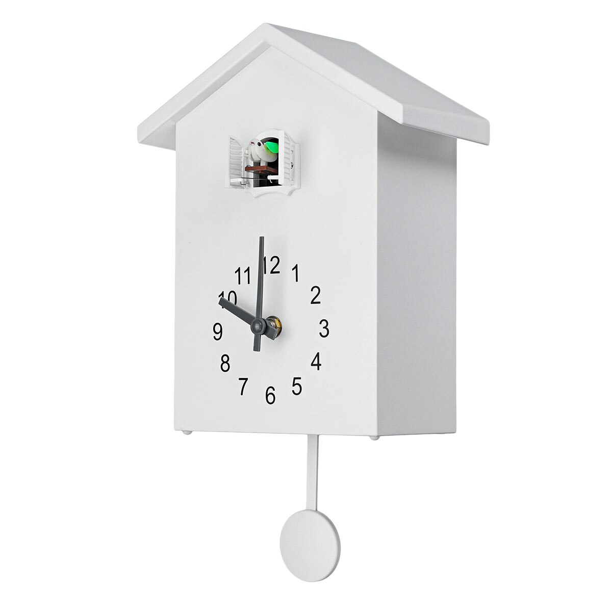 Modern Plastic Bird Cuckoo Quartz Wall Hanging Horologe Clock Timer Quartz Wall Clock for Home Living Room Office Decor: white