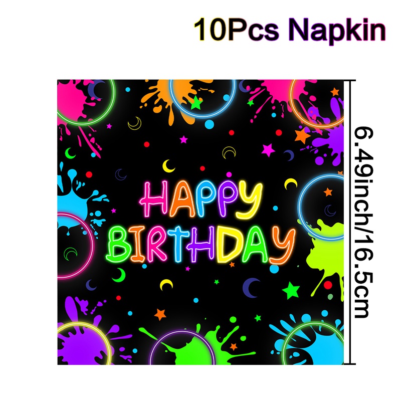 Fluorescent Theme Birthday Disposable Tableware Happy Birthday Party Decoration Paper Plates Napkins Kids Baby Shower Suppies: MINT GREEN