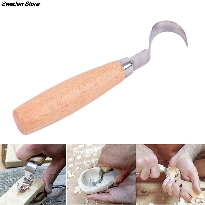 Stainless Steel Wood Carving Cutter Woodwork Sculptural DIY Wood Handle Spoon Hook Knife Carving Tools Woodcut Art Craft Tool 1X