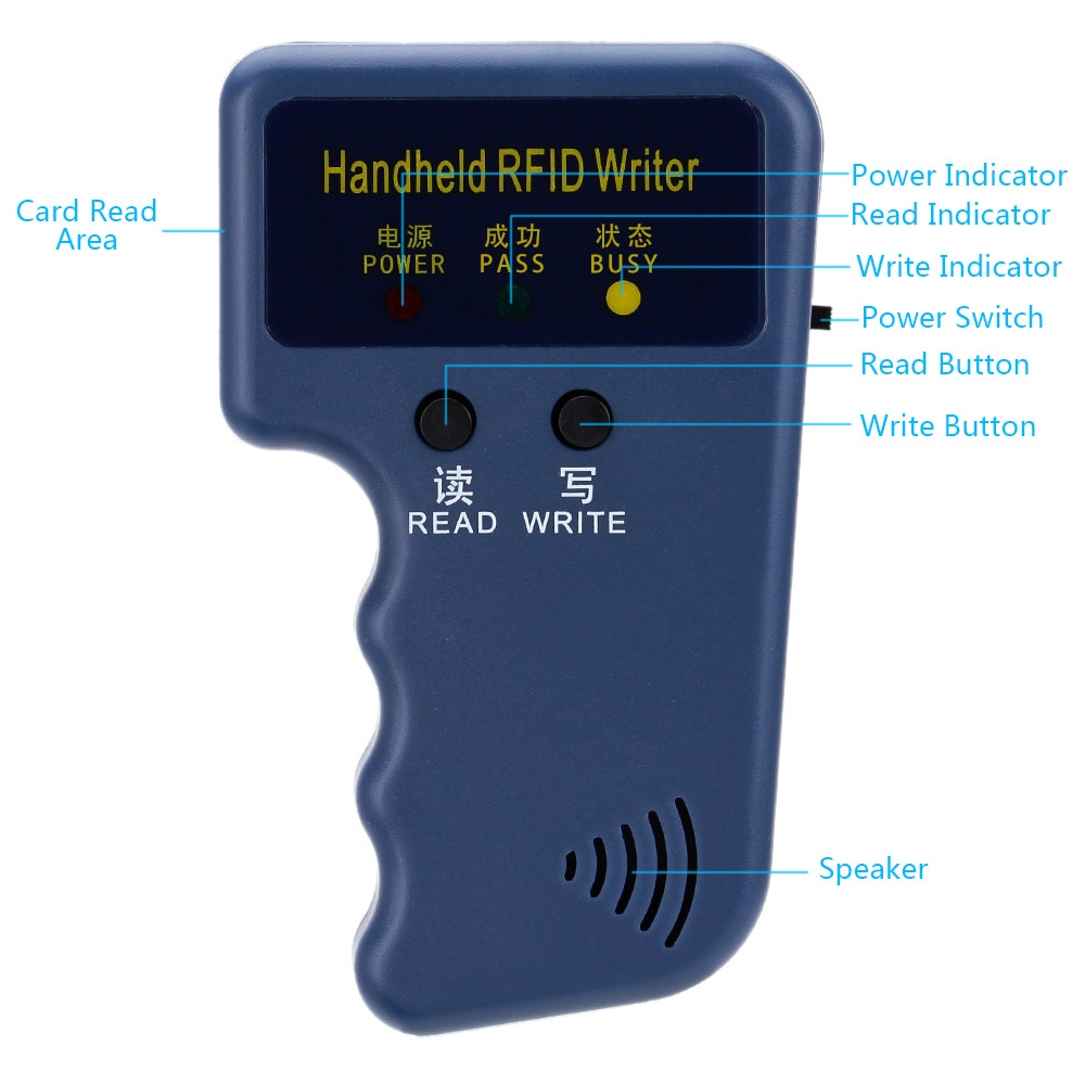 Rfid handhållen kopiatorläsare ,125 khz duplicerad enhet id-kort kopia skriv , 3 st kopierade  em4305+ 3 st  em4100,  min :1 st