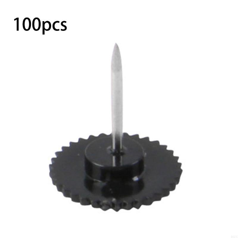 50/100 st kugghjulsformade kartnålar, nål för korktavla, synål: Svart