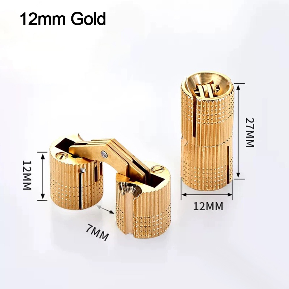 Charnières de meubles en laiton, armoire cachée cylindrique, charnières invisibles pour boîte de quincaillerie, 8-18mm, 8mm, 10mm, 12mm, 14mm, 16mm, 18mm: Or