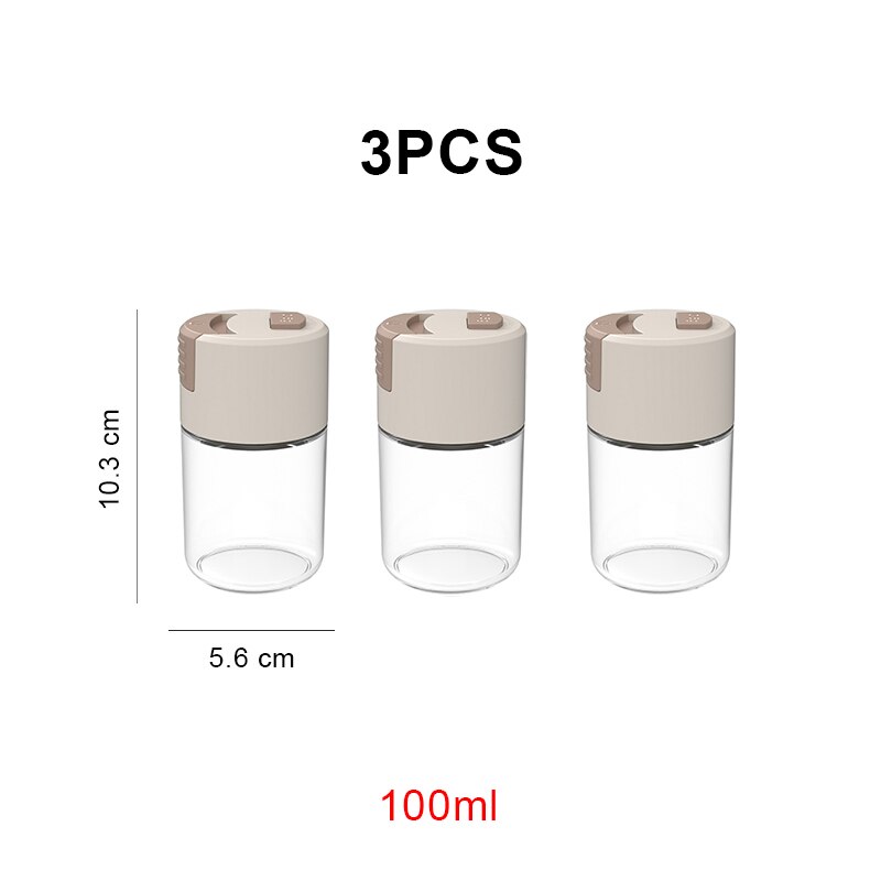 0.5g Metering Salt Glass Spice Salt Jar Sea Salt Shaker Dispenser Bottle Quantitative Seasoning Jar for Steak BBQ Home Barbecue: 3pcs Beige B