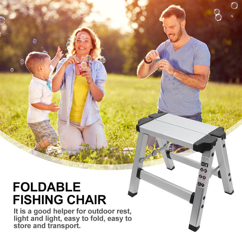 Fishing Stool Aluminum Alloy Folding Stool Photography Ladder Fishing Stool Multi-Purpose Stepladder Stool For Home Outdoor