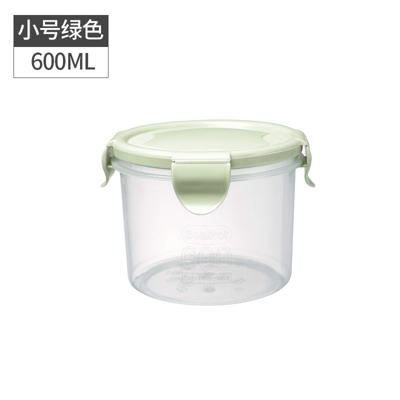 Transparent Plastic Sealed Jar Refrigerator Fresh-Keeping Jar Kitchen Grain Storage Box Food Storage Jar: 600ml  Blue
