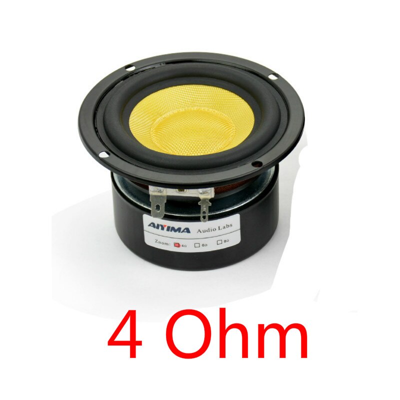 Aiyima - 2 altavoces estéreo de graves y medios de 3 pulgadas, subwoofer de 4/ 8 ohmios y 25w subwoofers de rango completo para cine en casa, altavoces hifi diy: 4 ohm