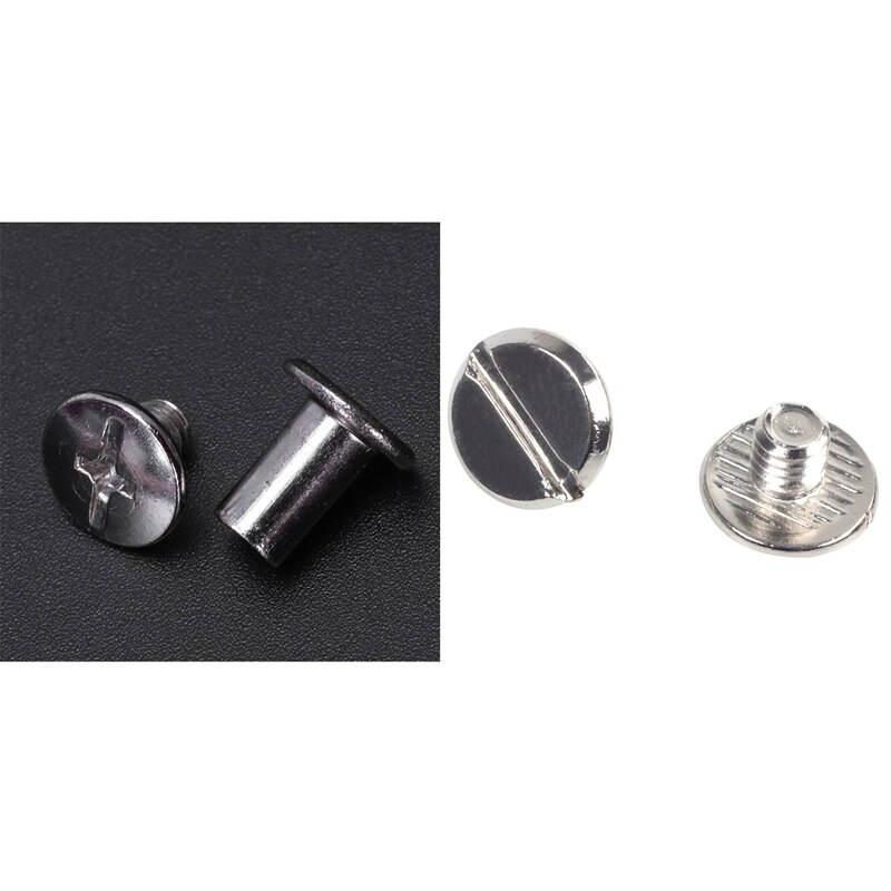 10Pcs Scrapbook 5mm x 8mm Nickel-Plated Binding Post Screw &amp; 10 Sets Leather Belt 5 x 6 mm Silver Screw Binding