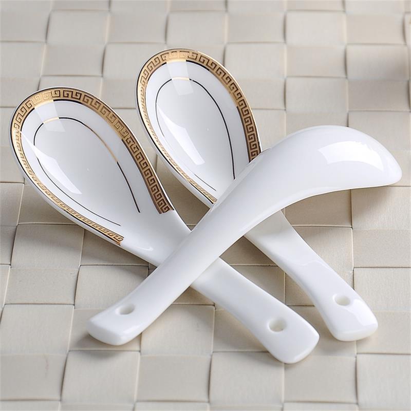 6 Stuk Set, Bone China, Creatief Chinese Rijst Lepel Set, koreaanse Ijs Pollepel, Japanse Soep Lepel, Leuke Lepels