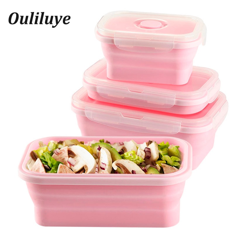 Siliconen Inklapbare Kom Voor Koelkast Fruit Opslag Voedsel Containers Handig Camping Outdoor Reizen Bento Lunch Dozen