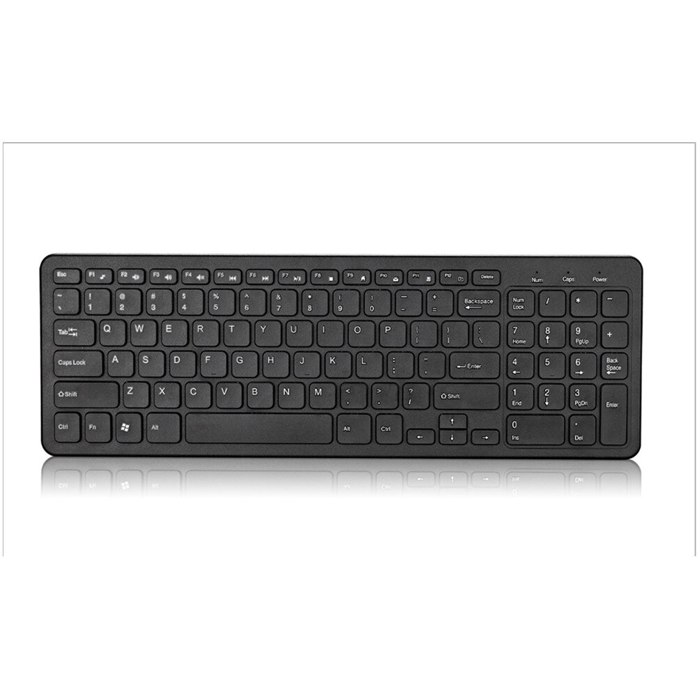 1000 DPI USB optical high-speed 2.4G receiver ultra-thin wireless office gaming keyboard and mouse set, suitable for PC laptops: Black keyboard