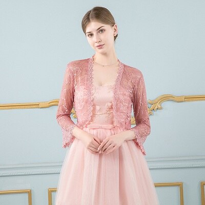 Women Black Lace Jacket for Wedding Dress Long Sleeve Appliqued Boleros Evening Party Wraps: As Photes show