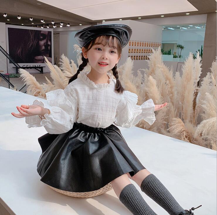 girls leather skirt autumn girls skirt 2-7t F684