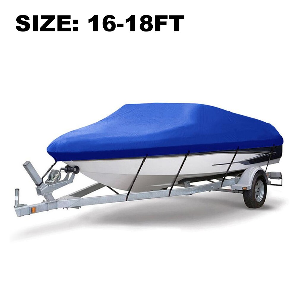 11-22FT 5 Size Available Boat Cover Anti-smashing Durable and Tear Proof Made of Heavy Duty Silver Reflective 300D Oxford Fabric: Blue   16-18FT