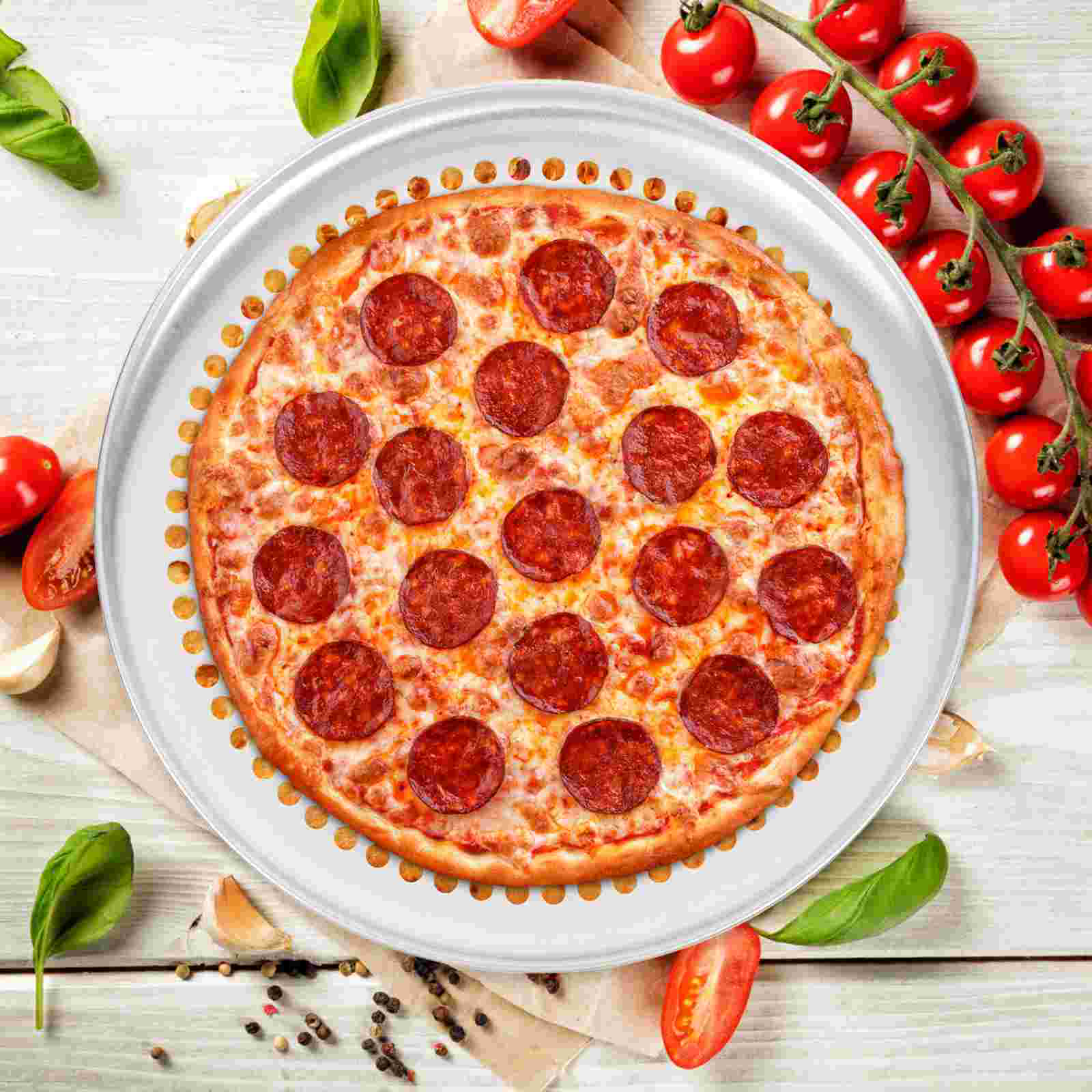 12-inch geperforeerde pizzapan Grote bakplaat met gaten Aluminium oven Metalen bakplaat Huishoudelijk bakgereedschap Anti-aanbak