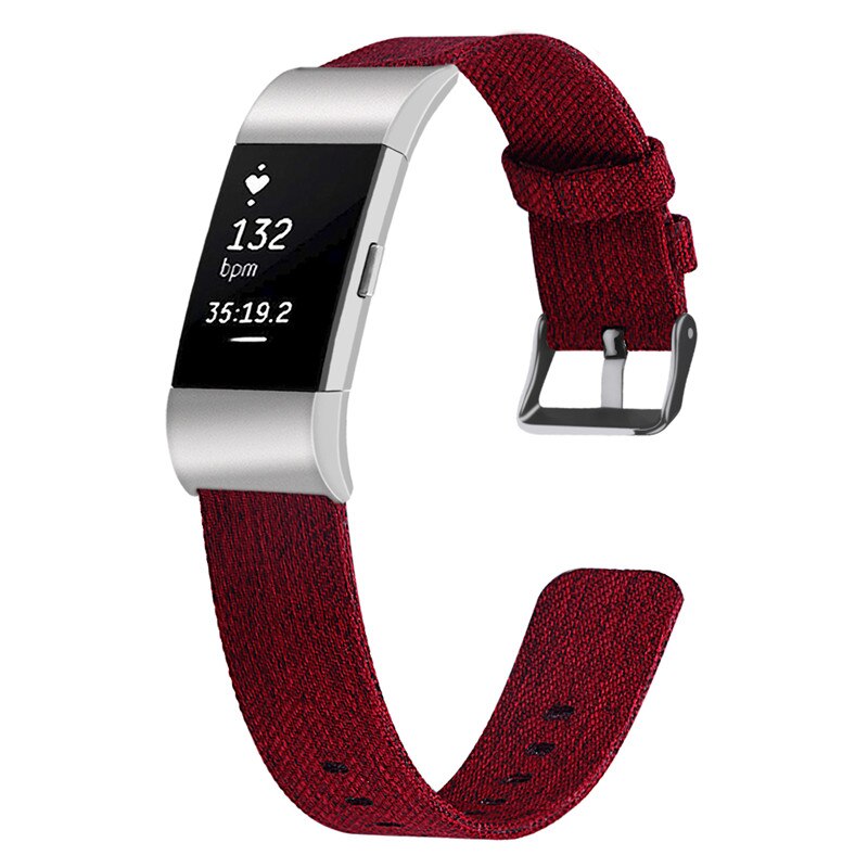 Klokkerem for fitbit charge 2 -rem canvas pustende erstatningsarmbånd for fitbit charge 2 correa fitbit watch 64002: 5 / Størrelse l