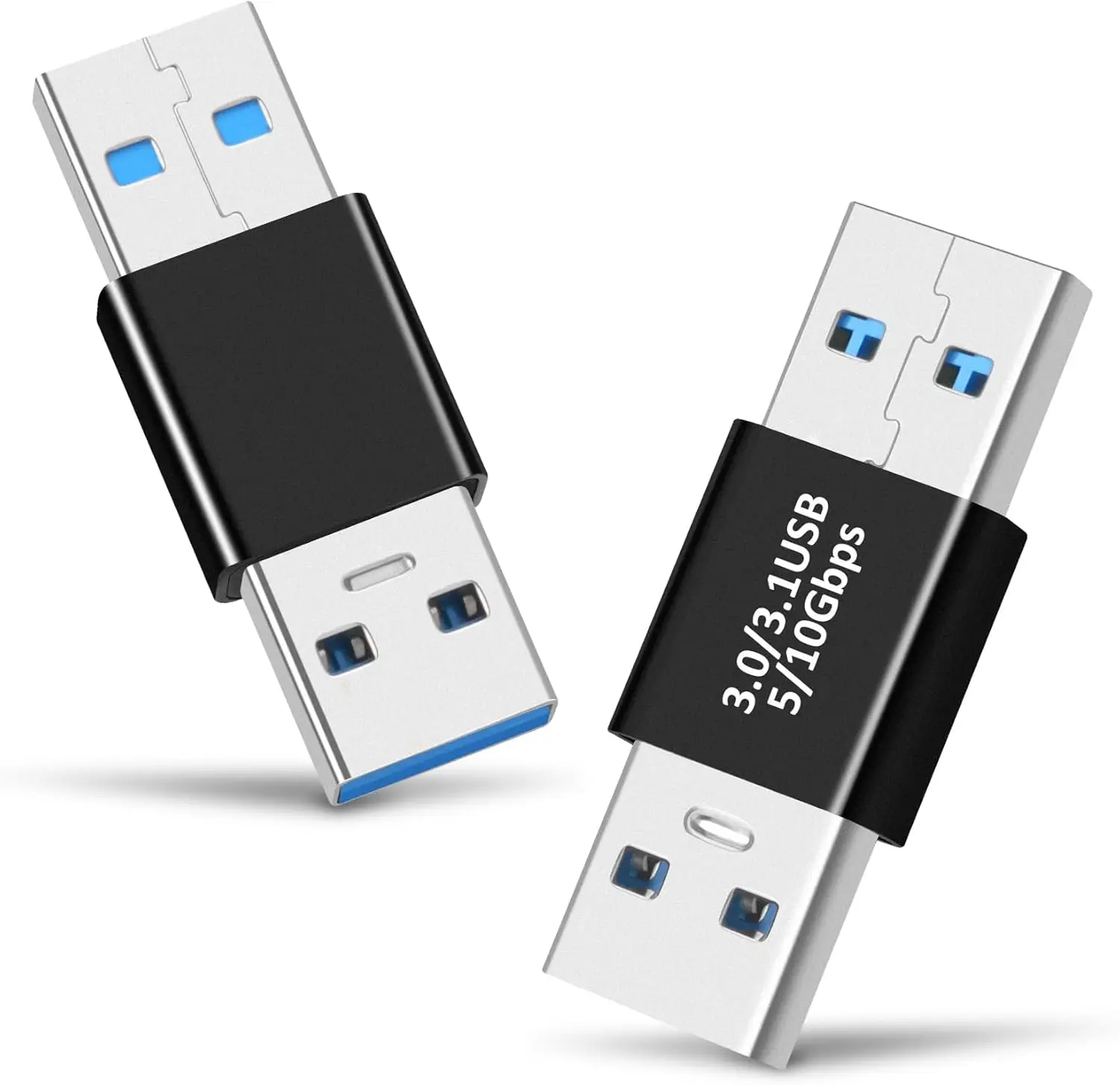 2-Pack USB 3.1/3.0 Male to Male Adapter, 5/10Gbps High Speed Data Transfer, USB A Coupler for Laptop, Hard Drive, Printer