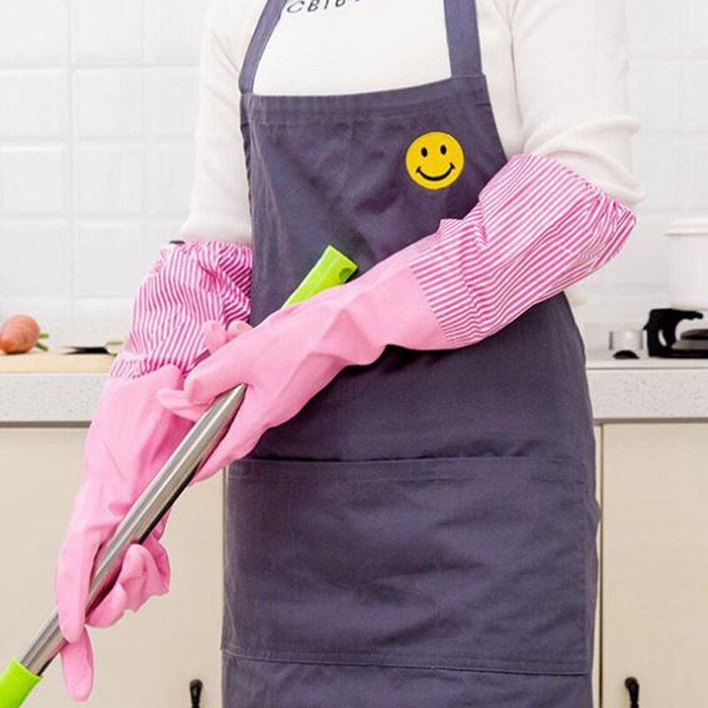 1 par nyttige langærmede vandtætte beskytte rengøring opvaske værktøj skridsikre handsker husholdning køkken vaske handsker