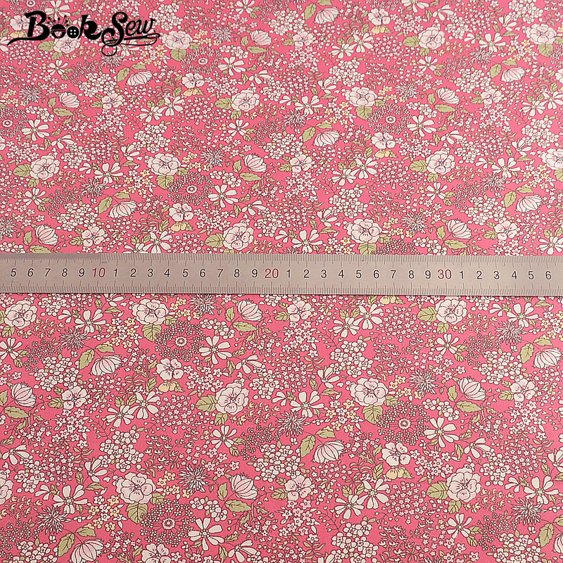 Booksew Tissu Tecido Printed Floral DIY 100% Cotton Pink Twill Sewing Textile Fabric Meter DIY Dress Material Telas Por Metro