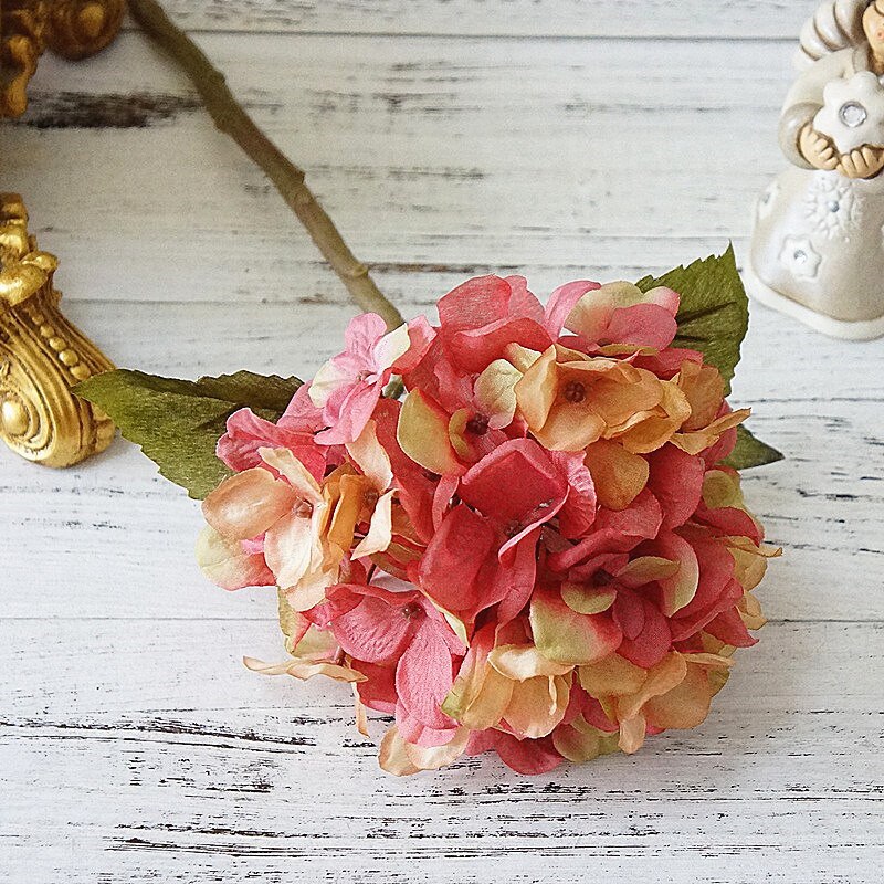 1 Bundel Zijde Kunstbloemen Hortensia Herfst Vazen Voor Home Decor Festival Decoratieve Bloem Bruiloft Bloem Muur Set: F