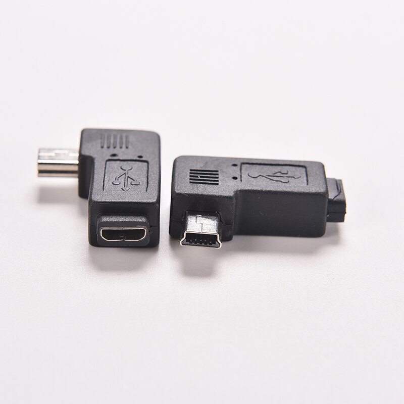 Mini USB Type A Male To Micro USB B Female 90 Degree Left Angle Adapter