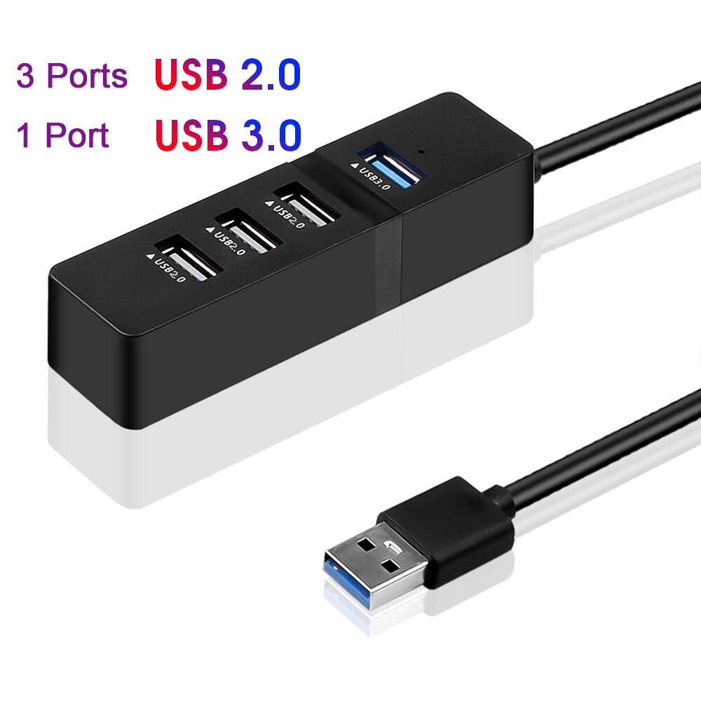 Kebidu hoge snelheid 4 -poorts usb 3.0- hub usb-splitter draagbare usb 2.0 -poorts usb-hub voor laptop, pc en tablet: 4 poorten 2.0
