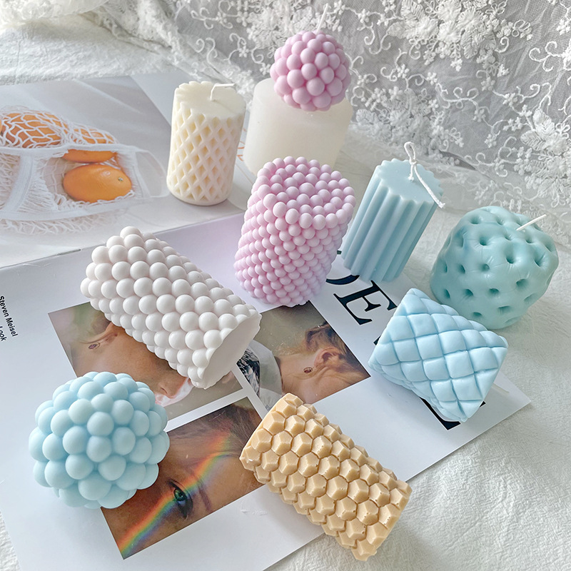 Olika bubblor ljus silikonform för handgjord skrivbordsdekoration gips epoxiharts aromaterapi ljus silikonform